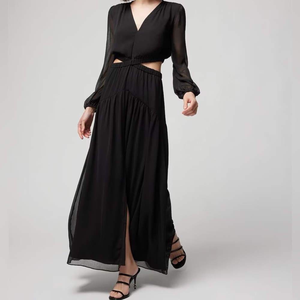 White House Black Market Long Sleeve Cutout Maxi Dress
